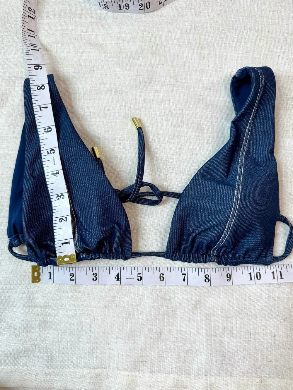 Monday Swimwear Palm Springs Top & Palma Bottom Blue Denim Set M